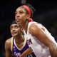 Monique Billings of the Atlanta Dream looks on during the second half against the Los Angeles Sparks at Staples Center on August 19, 2021.
